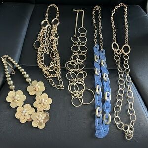#10 gold tone tone necklaces bundle